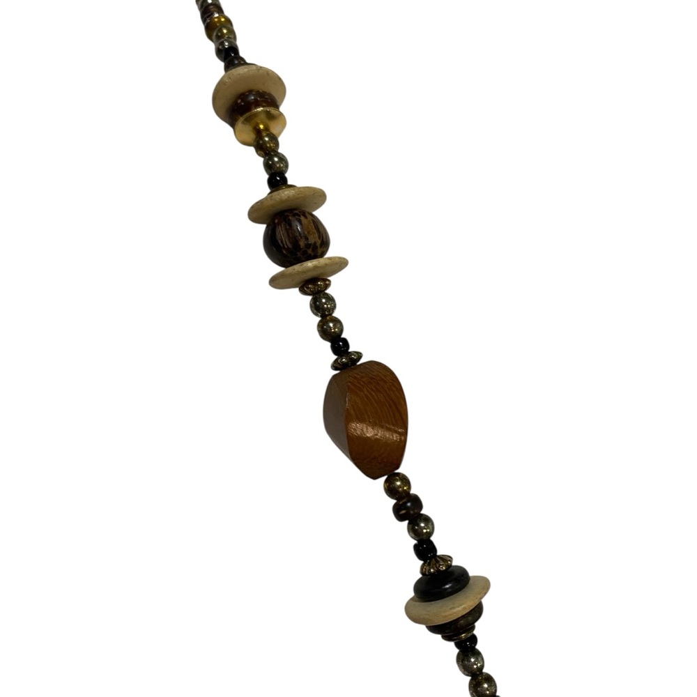 Boho Zebra Pendant Beaded Necklace - Brown - Picture 6 of 15